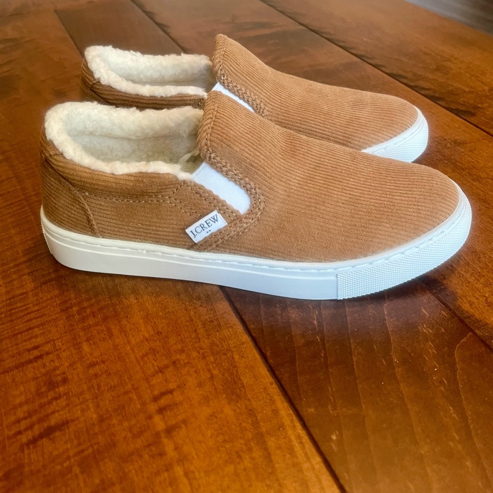 NWOT J. Crew Factory Corduroy Slip-On Sneakers with Sherpa Lining - Picture 2 of 8